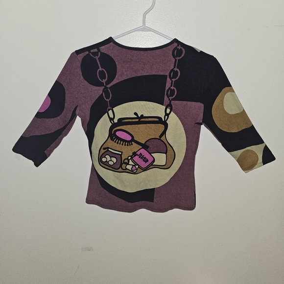 Noun Paris vintage chic print mid sleeve top - Picture 4 of 4